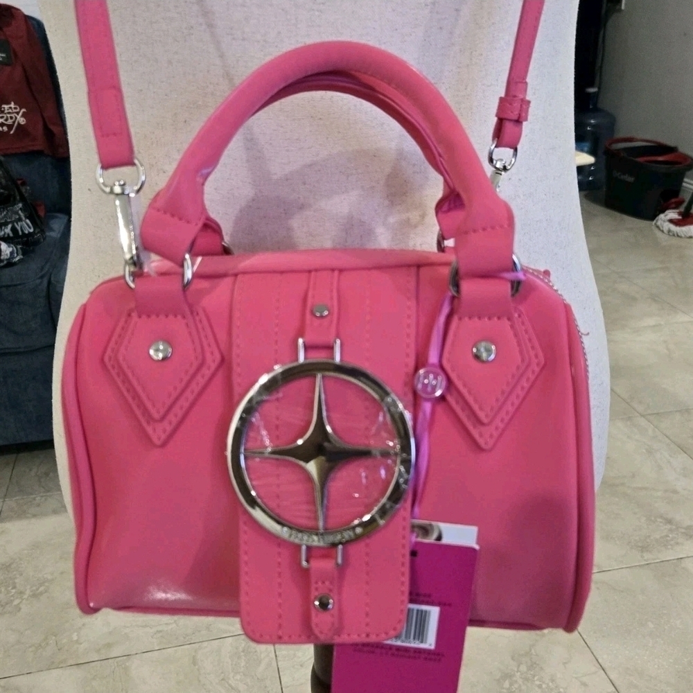 Paris Hilton Vibrant Pink Mini Bag with Silver Details - Picture 2 of 11